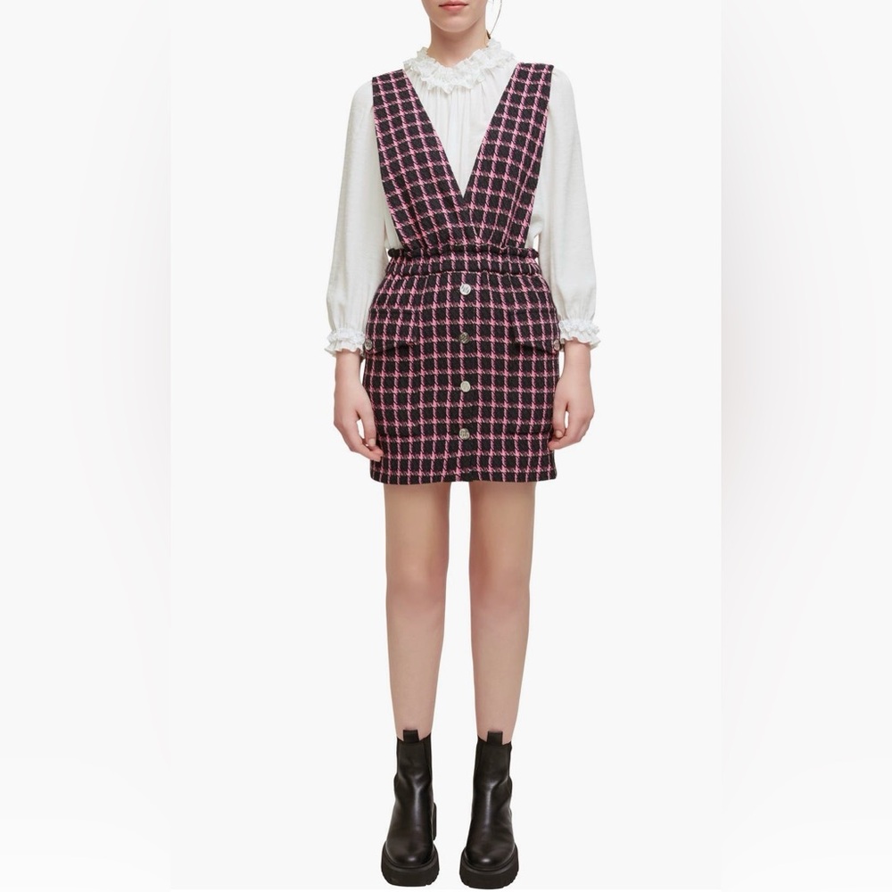 MAJE Ritrite Plaid Pinafore Dress. Sold Out Style! Size 8.
